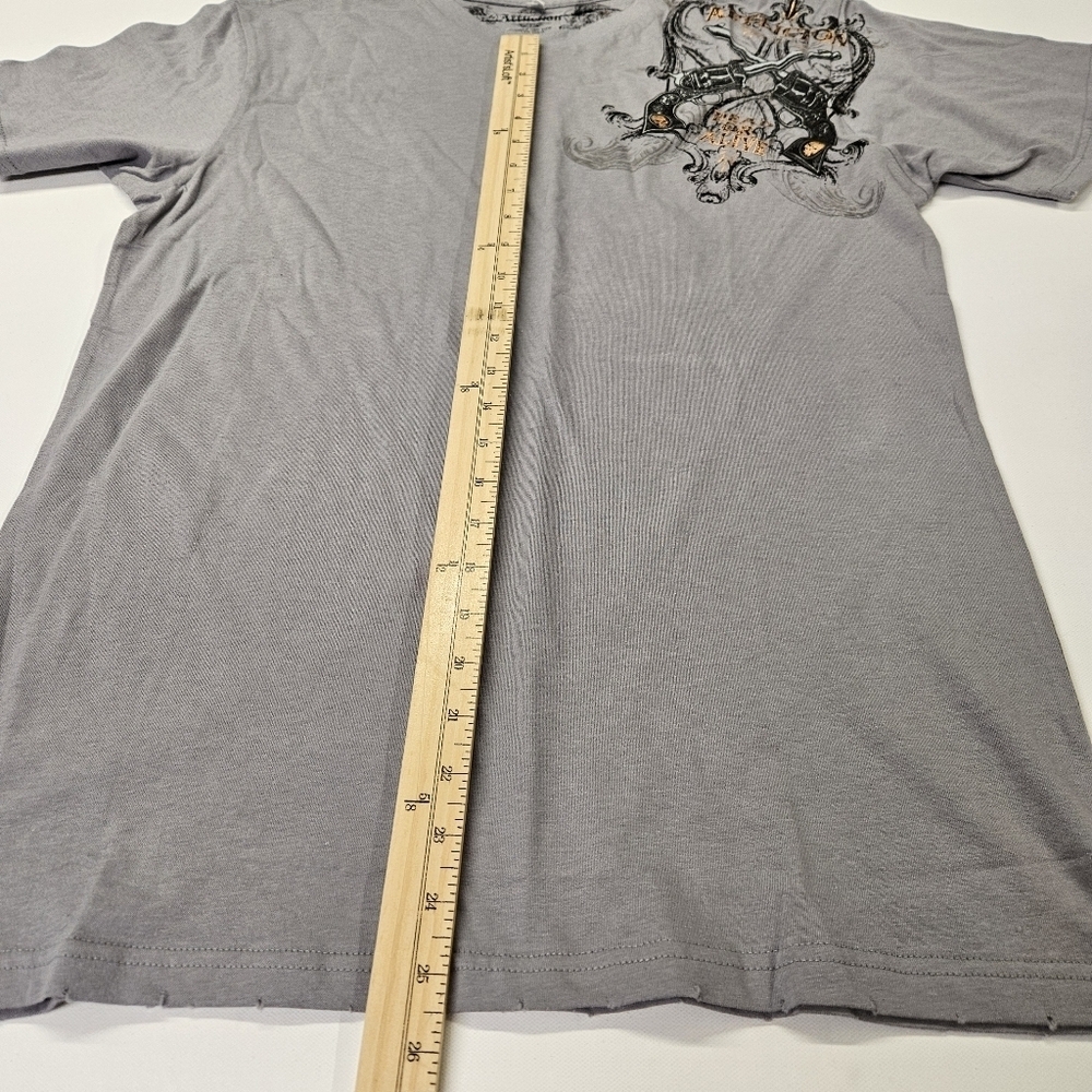 Affliction T-Shirt "DEAD OR ALIVE" Large Grey NWT Pistols - Picture 4 of 8